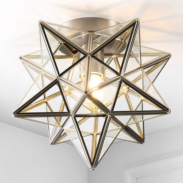 Stella 12" Moravian Star Metal/Clear Glass LED Flush Mount